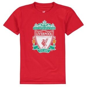 LIVERPOOL FOOTBALL CLUB Soccer Tee/Top With Cap Sleeves Red Boy 10Y
